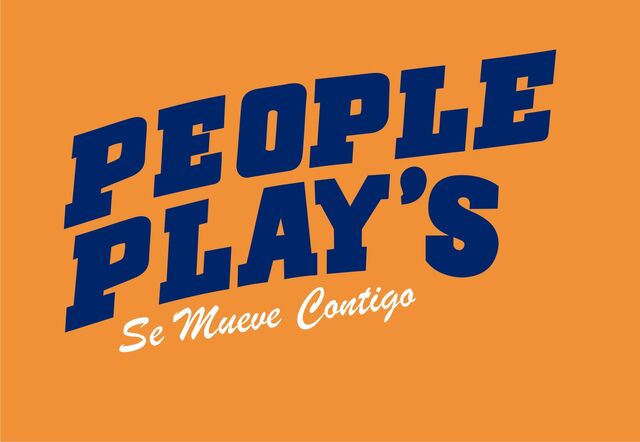PEOPLE PLAY'S logotype in wavy bold sports font, with Spanish subtext